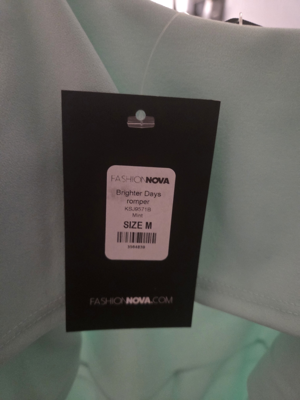 Fashion Nova Mint Ruffle Romper - Spaghetti Strap - Picture 2 of 2